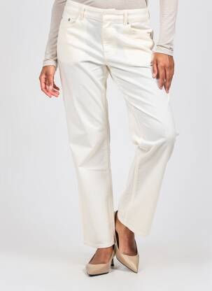 Pantalon droit fermeture zippée sous rabat boutonné taille normale beige CLOSED femme