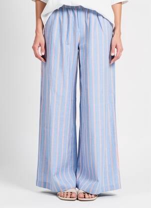 Pantalon large tissage popeline taille normale bleu MKT STUDIO femme
