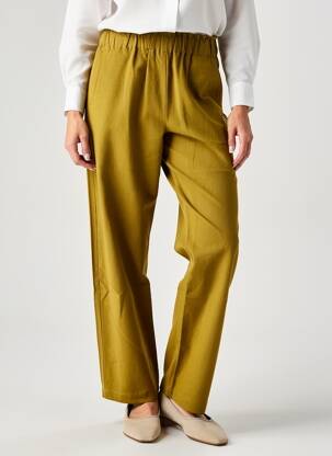 Pantalon droit tissage crêpe taille normale vert clair BELLA JONES femme