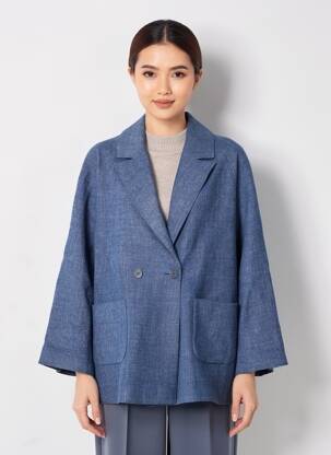 Blazer finition intérieure doublée bleu BELLA JONES femme
