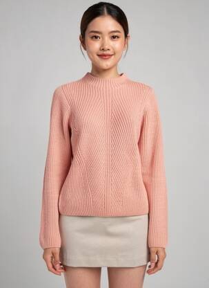Pull coupe cintrée manches longues rose CLOSED femme
