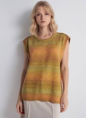 Pull coupe droite manches courtes vert BELLA JONES femme