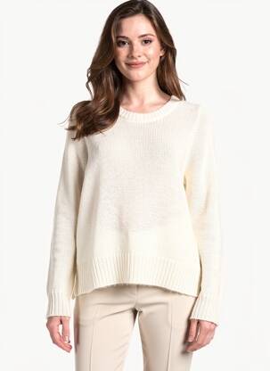 Pull coupe droite manches longues blanc BELLA JONES femme