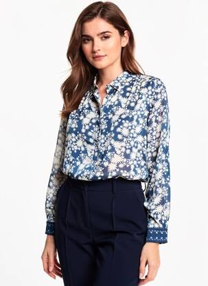 Chemisier imprimé fantaisie manches longues bleu BELLA JONES femme