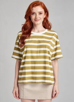 T-shirt coupe droite manches courtes vert DES PETITS HAUTS femme