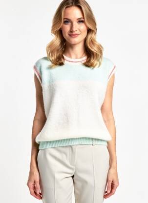 Pull coupe droite manches courtes bleu DES PETITS HAUTS femme