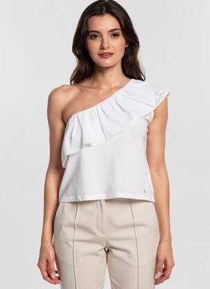 Top manches courtes manches courtes blanc DES PETITS HAUTS femme