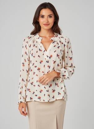Blouse légère et transparente manches longues beige PART TWO femme