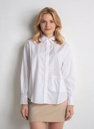 Chemisier coupe droite manches longues blanc LEON & HARPER femme