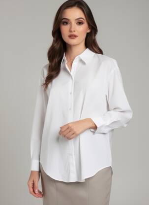 Chemisier coupe cintrée manches longues blanc OBJECT femme