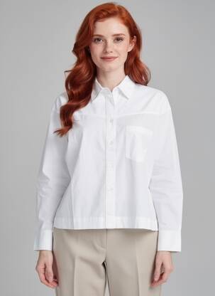 Chemisier coupe droite manches longues blanc FIVE femme