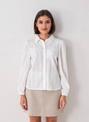 Chemisier tissage crêpe manches longues blanc VILA femme