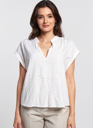 Blouse col v manches courtes blanc VILA femme