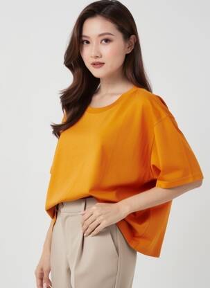 T-shirt stretch manches courtes orange AMERICAN VINTAGE femme