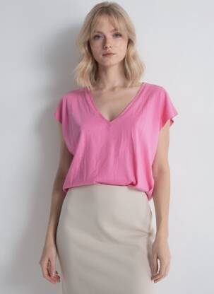 T-shirt coupe droite manches courtes rose LA PETITE ETOILE femme