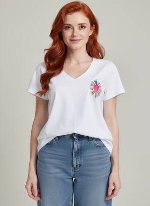 T-shirt coupe droite manches courtes blanc PIECES femme