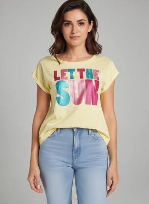 T-shirt coupe droite manches courtes jaune MY HELLO JOY femme
