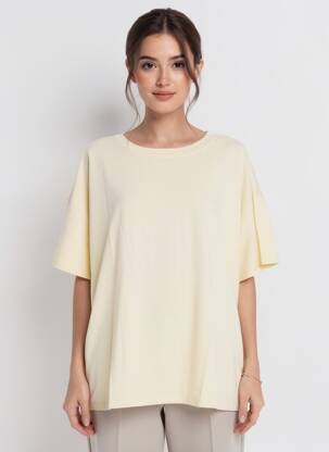 T-shirt stretch manches courtes jaune AMERICAN VINTAGE femme