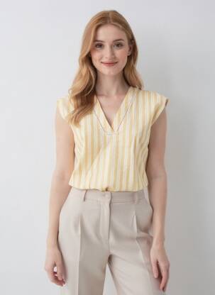 Top manches courtes manches courtes jaune VILA femme