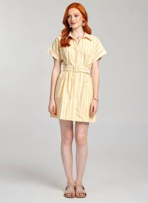 Robe courte manches courtes manches courtes jaune VILA femme
