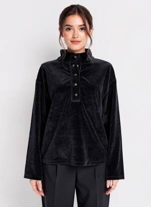 Pull coupe droite manches longues noir VILA femme