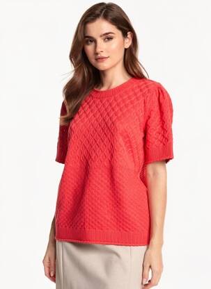 T-shirt coupe droite manches courtes rouge OBJECT femme