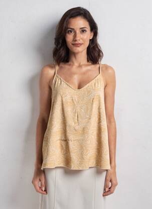 Top manches bretelles ajustables fines bretelles jaune PAKO LITTO femme