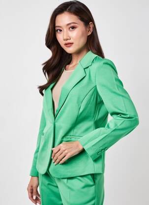Blazer finition intérieure biaisée vert ICHI femme