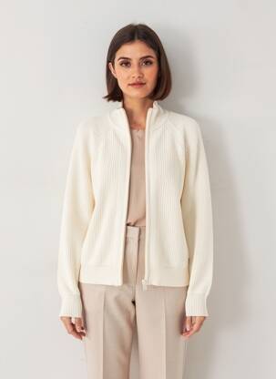 Gilet manches longues resserrée sur le bas beige ECOALF femme