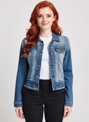 Veste casual poignets boutonnés avec fente bleu ICHI femme