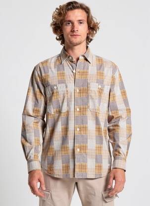 Chemise manches longues poches marron EDWIN homme