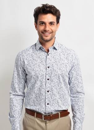 Chemise manches longues imprimé fantaisie bleu MATINIQUE homme