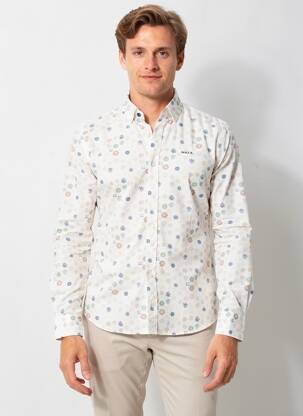 Chemise manches longues imprimé fantaisie beige N.Z.A NEW ZEALAND homme