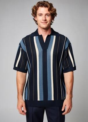 Pull maille souple et aérée manches courtes bleu DSTREZZED homme