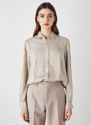 Chemisier coupe droite manches longues beige SCOTCH & SODA femme