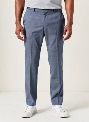 Pantalon droit fermeture zippée sous rabat avec crochet taille normale bleu MATINIQUE homme
