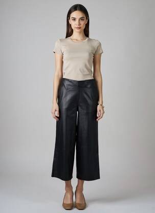 Pantalon 7/8 taille haute taille haute noir ICHI femme