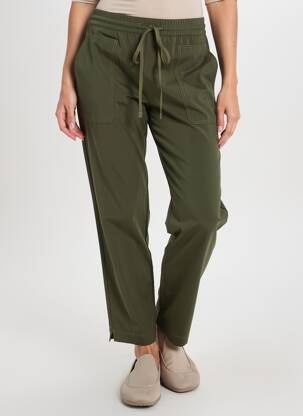 Pantalon droit tissage crêpe taille normale vert OBJECT femme