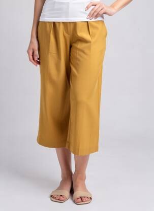 Pantacourt taille élastique taille normale jaune VILA femme
