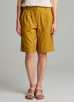 Bermuda taille à pinces taille normale jaune VILA femme