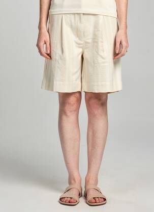 Bermuda taille haute taille haute beige THINKING MU femme