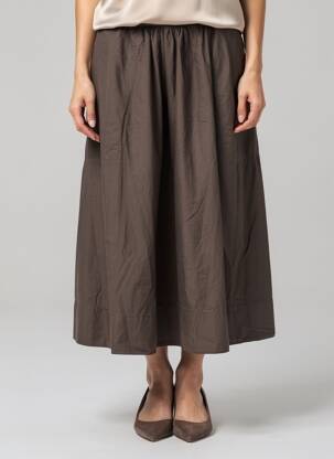 Jupe longue coupe évasée marron MARIE ILE DE RE femme