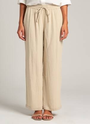 Pantalon large taille normale taille normale beige PIECES femme