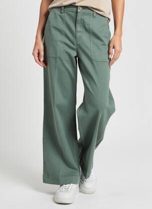 Pantalon large fermeture zippée sous rabat boutonné taille normale vert LABDIP femme