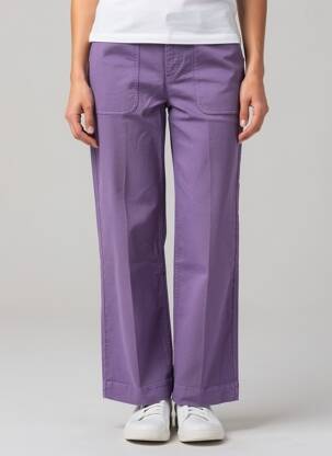 Pantalon large fermeture zippée sous rabat boutonné taille normale violet LABDIP femme