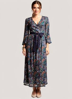 Robe longue manches longues manches longues bleu VERO MODA femme