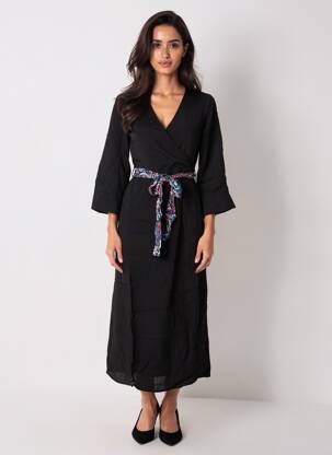 Robe mi-longue manches longues manches longues noir VERO MODA femme