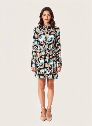 Robe courte imprimé fleurs manches longues noir VERO MODA femme