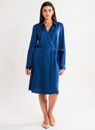 Robe mi-longue manches longues manches longues bleu VERO MODA femme