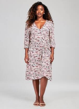 Robe mi-longue manches 3/4 manches 3/4 blanc ARTLOVE femme